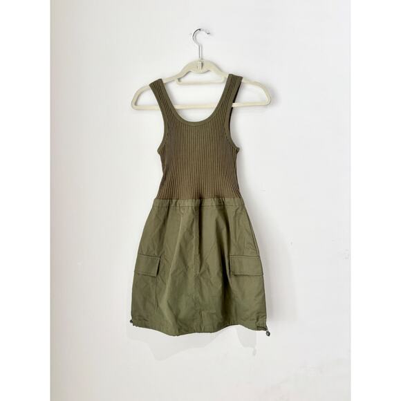 NWT Mango Combined Parachute Morrone Knit Mini Dress Olive Green Wome's Size XS - Picture 5 of 8